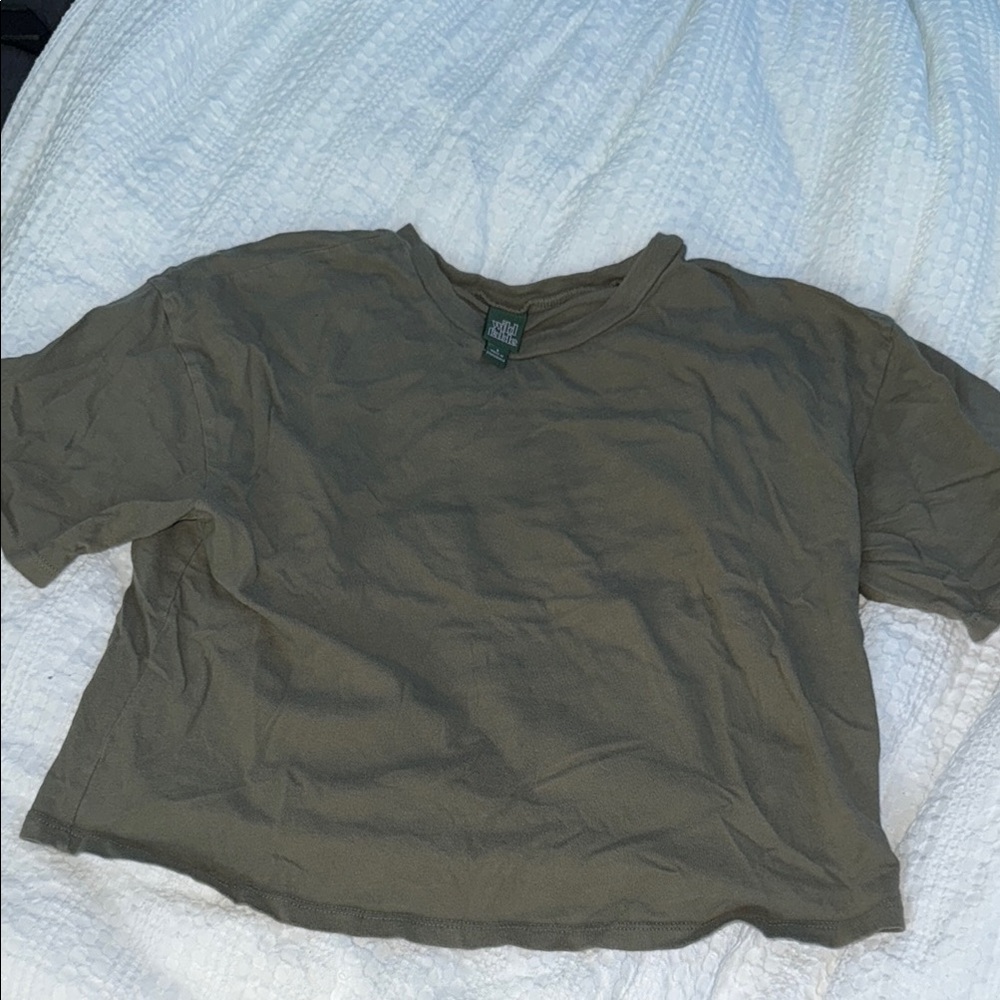 Olive Green Cropped T-Shirt